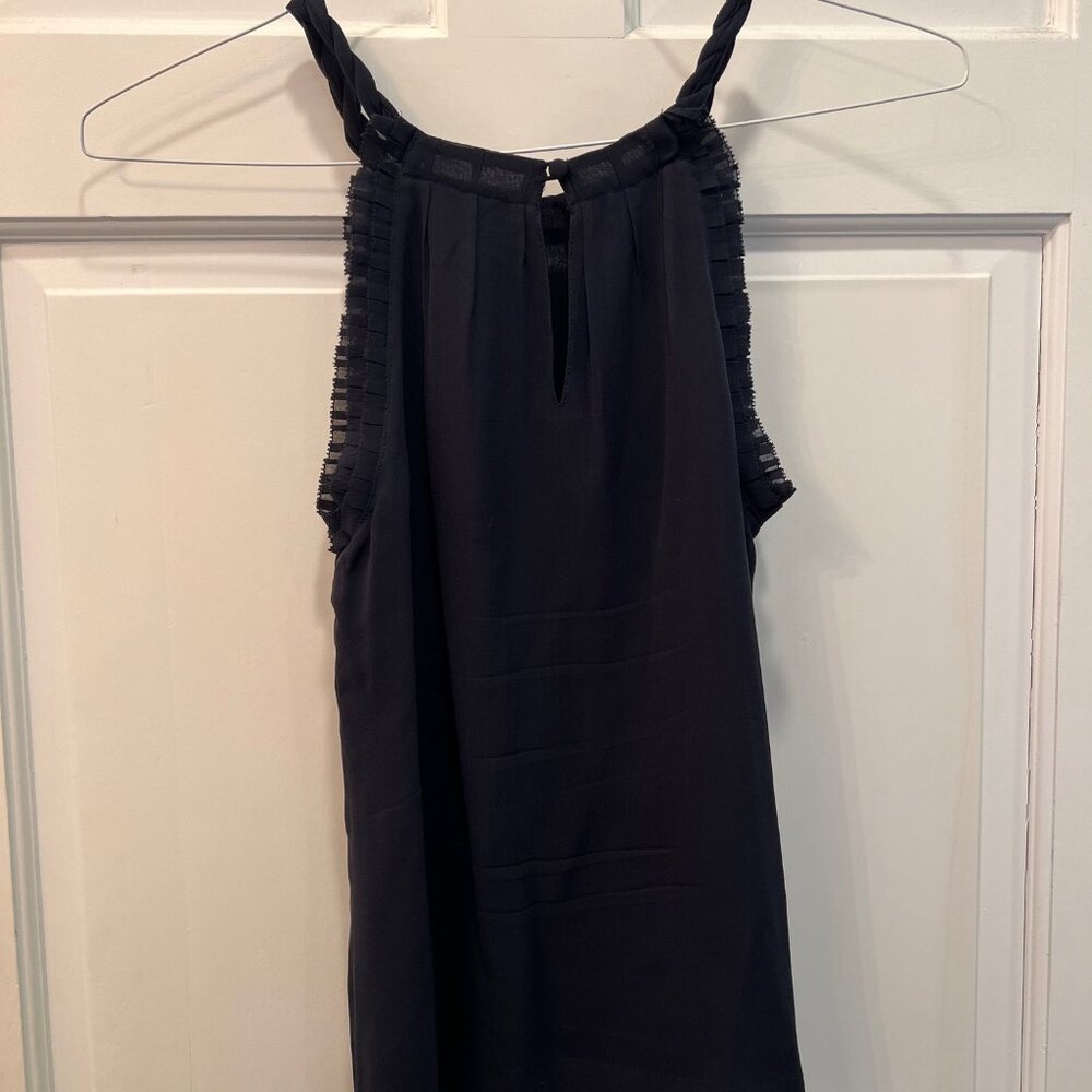 Banana Republic Navy Blue Twisted Ruffle Summer Blouse